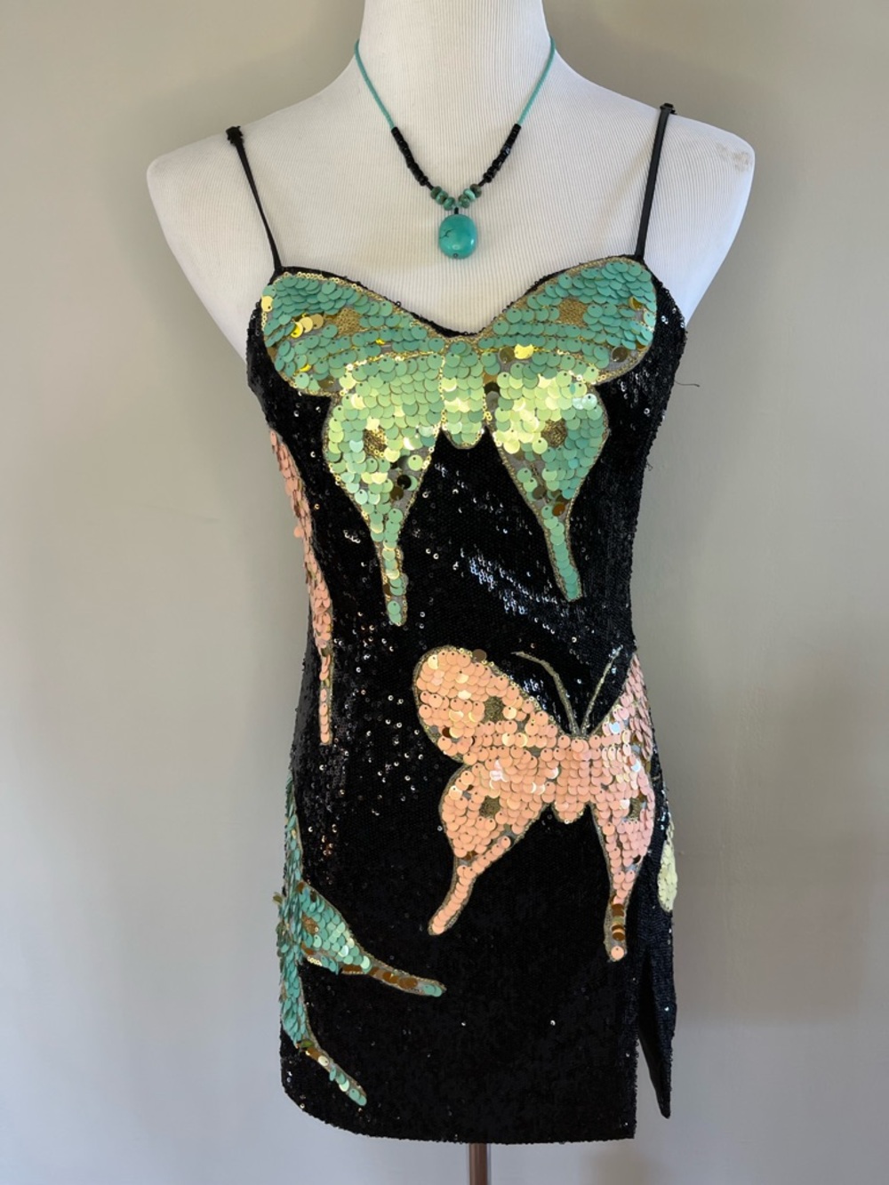 Akira Black Sequin Butterfly Mini Dress